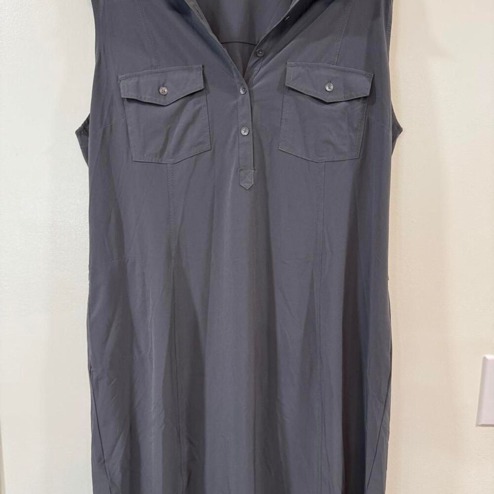 Eddie Bauer Grey Dress 2XL Gorpcore Utility Athleisure Zip Pockets Outdoor Tank - Picture 2 of 8